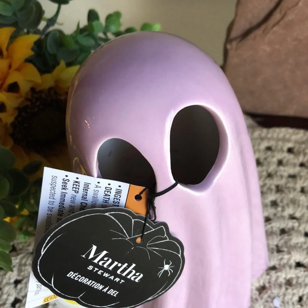 Martha Stewart Ceramic Purple Light Up Halloween Ghost Decor